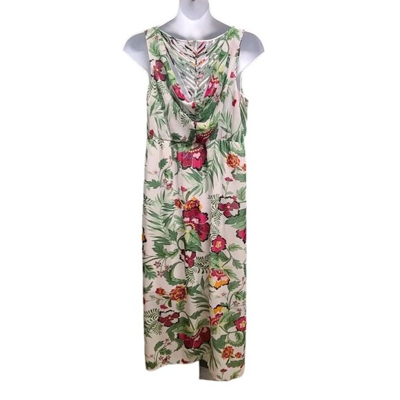 Kate  Mallory Womans 1X Floral Print Maxi Dress Draped Back Front Slits … - Picture 2 of 8